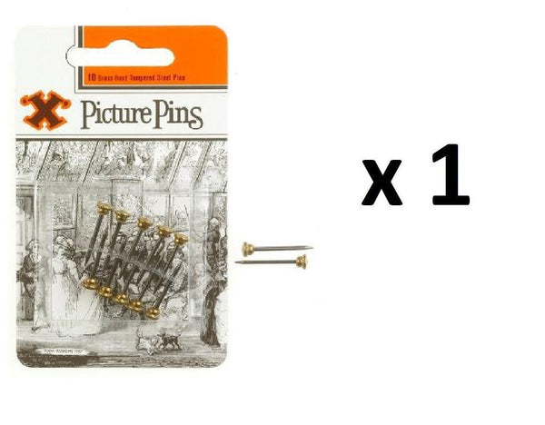 Brass Head Picture Pins - SHAW X Knurled 10 Pack FS12830